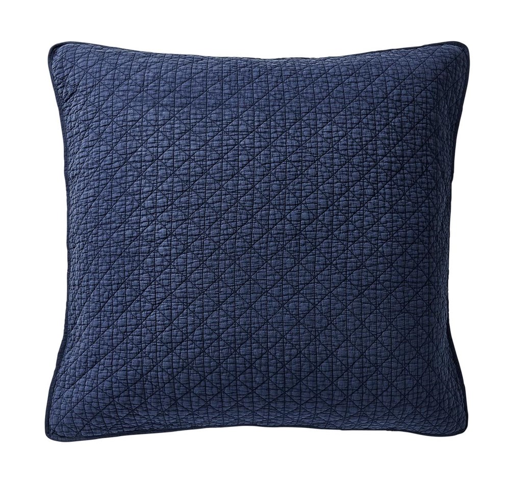 Gaia Quilted Pillow Sham by Bedeck of Belfast in Indigo Blue